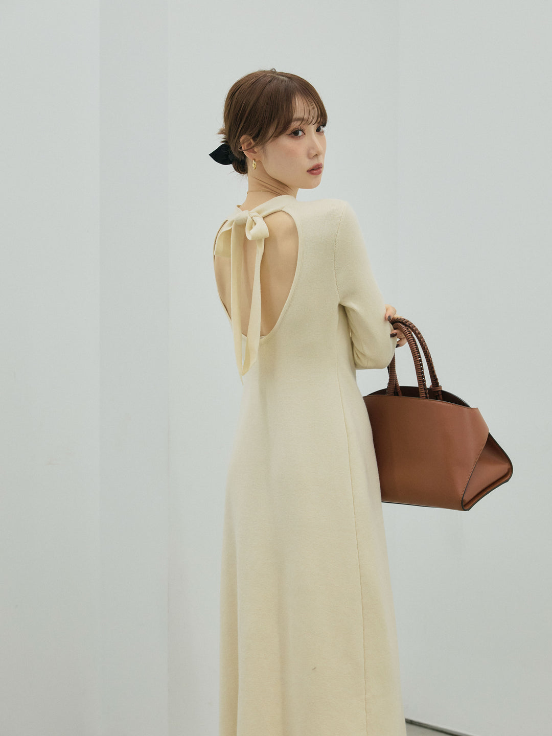 [予約]バックオープンニットワンピース/ivory