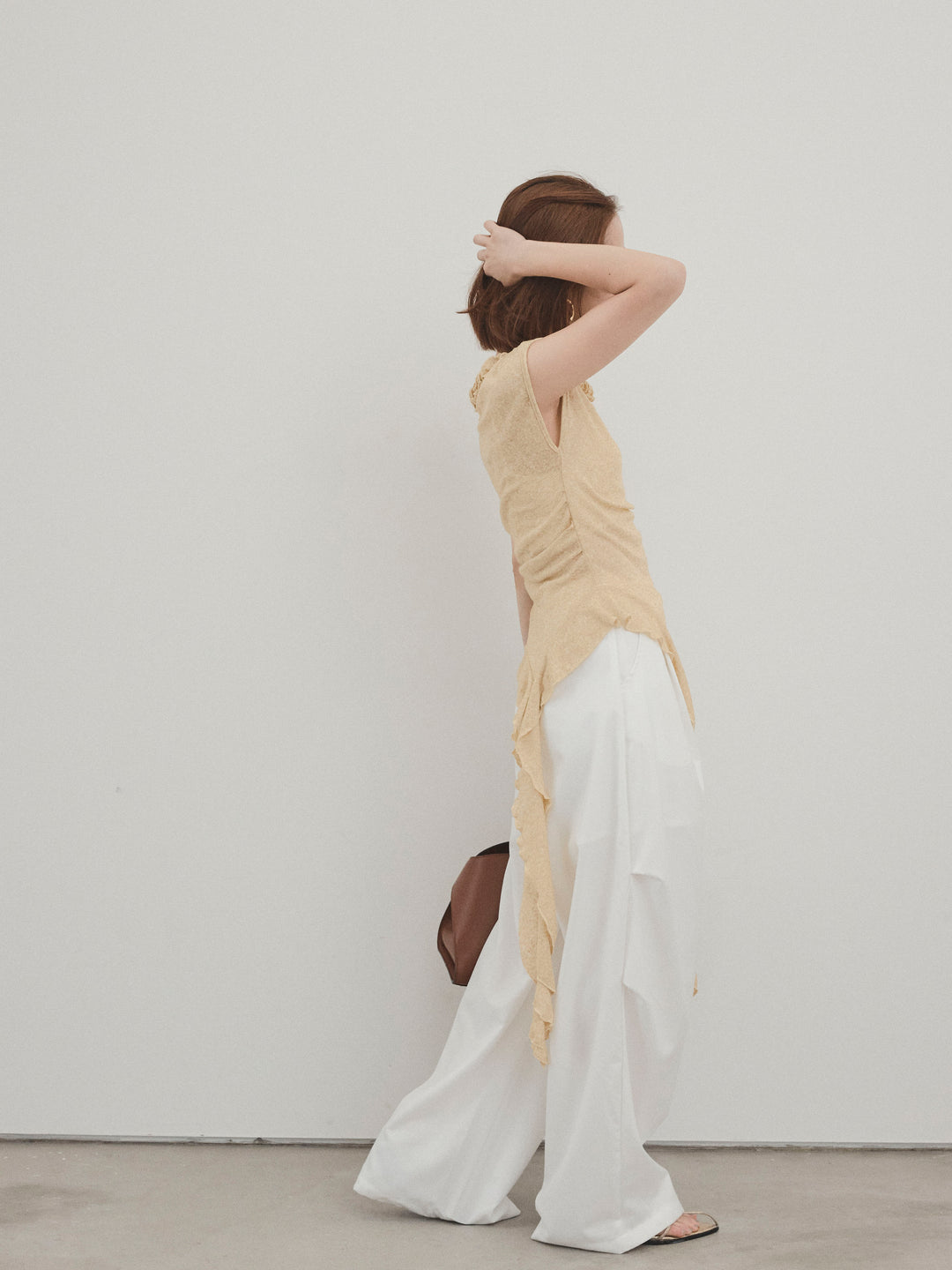 [予約]ラッフルシアーニットタンクトップ/イエロー