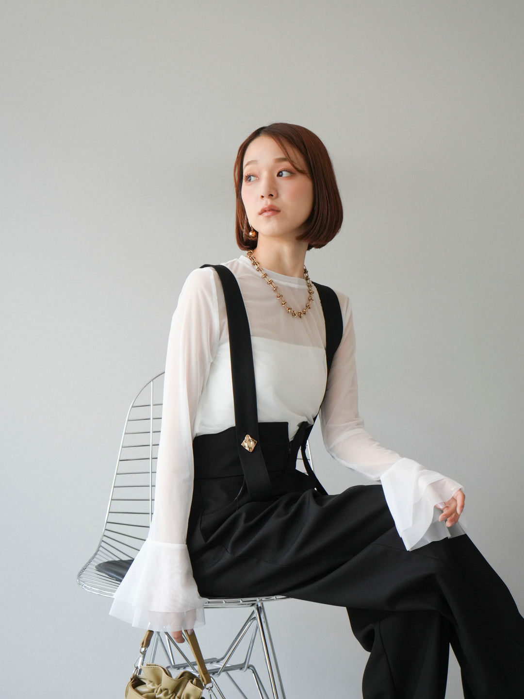 [予約]フレアロングスリーブパワーメッシュトップス/オフ