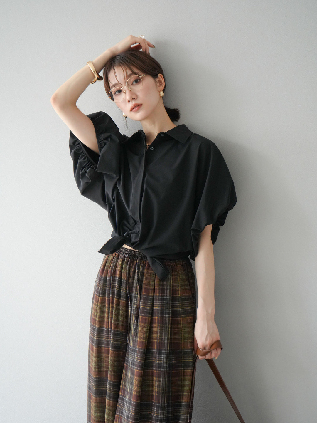 [予約]ICE TOUCHパフスリーブシャツ/ブラック