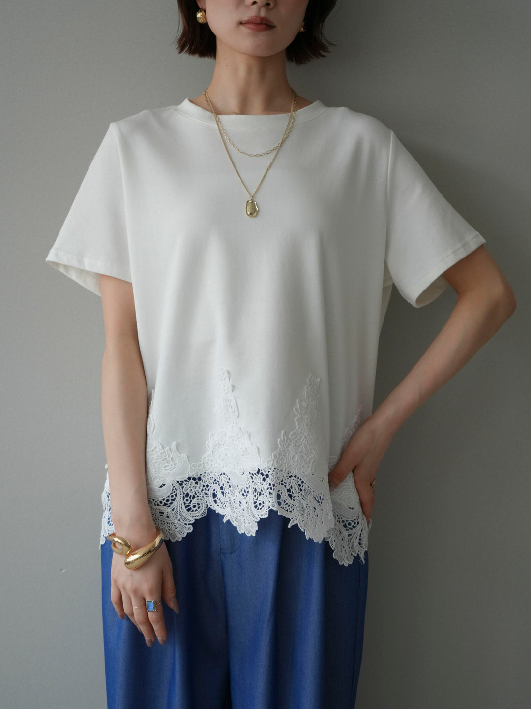 [予約]レースコンビボックスTEE/white