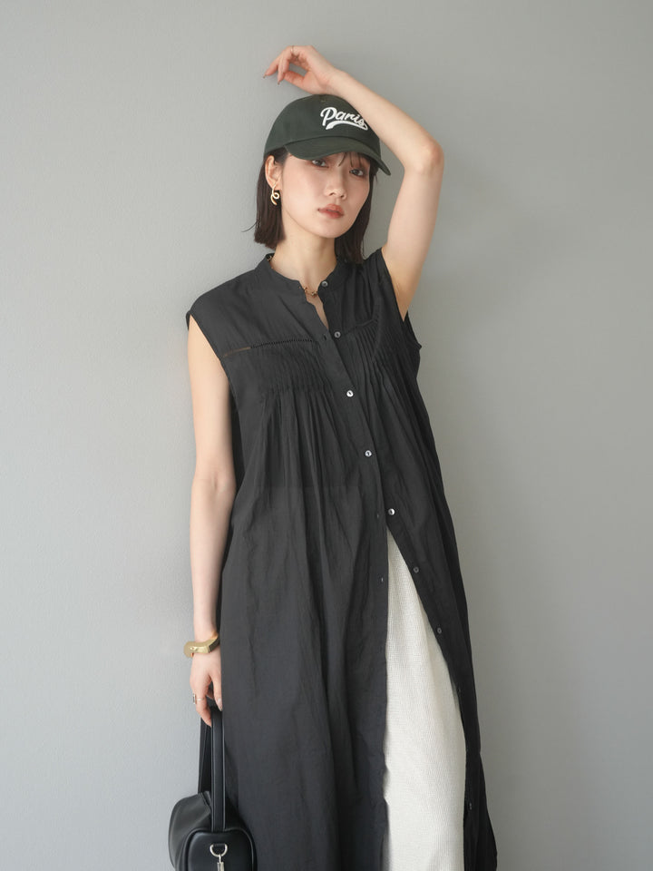 [予約]インド製コットンボイルワンピース/ブラック