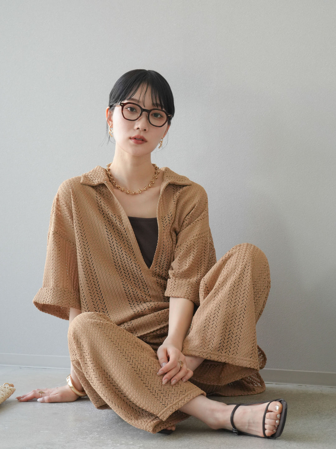 【預購】鏤空蕾絲兩用套頭衫/米色