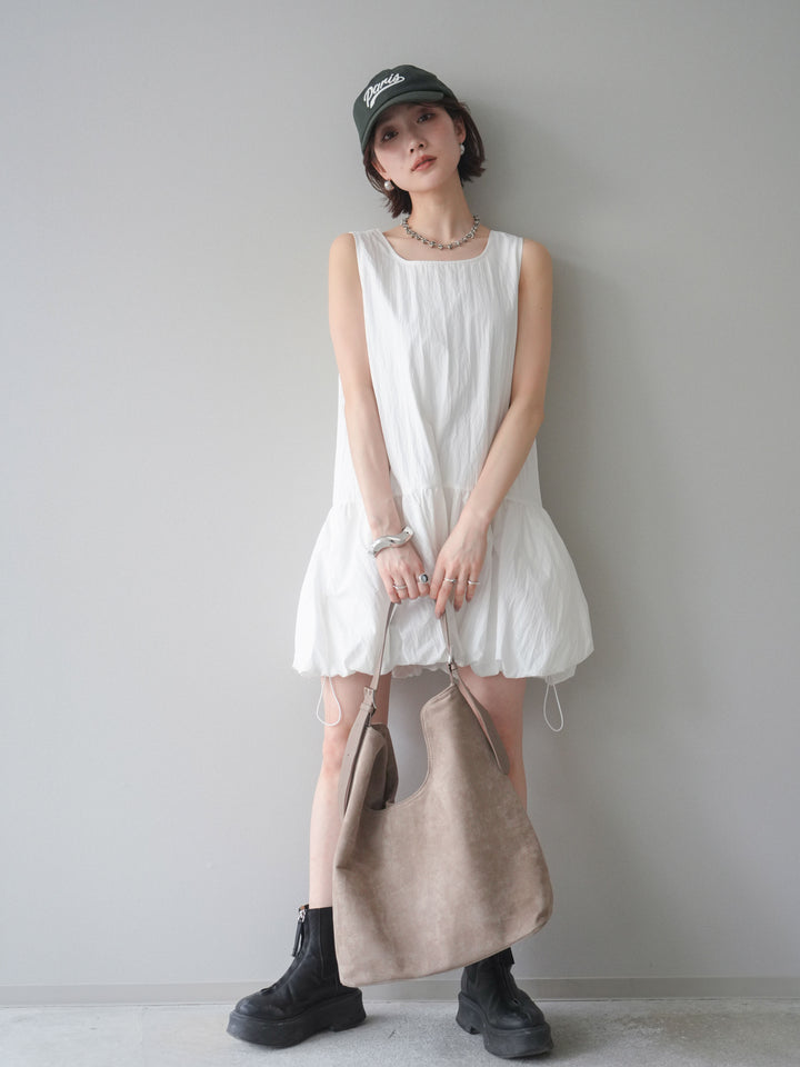 [予約]ドロストバルーンミニワンピース/white