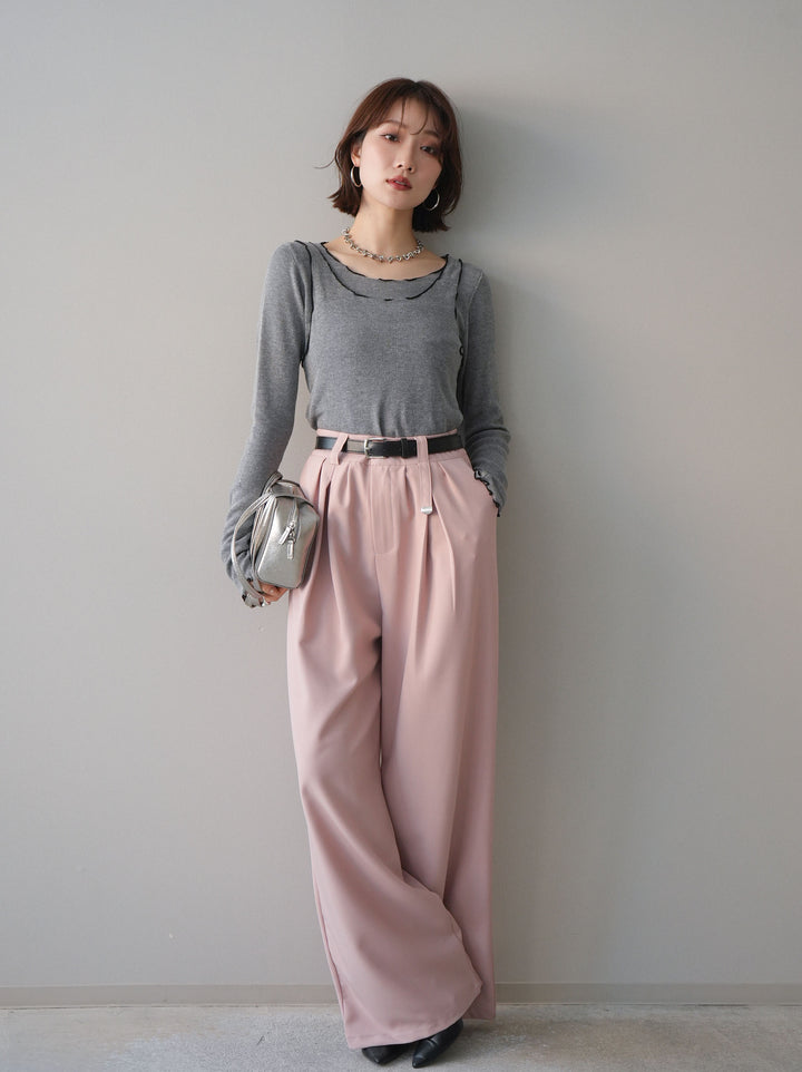 [予約]ベルト付キーホルダーモチーフワイドパンツ/pink