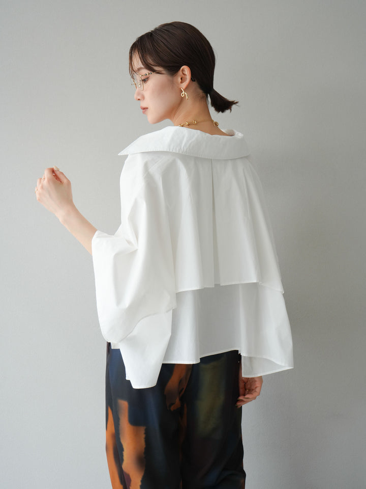 [予約]ポンチョショートシャツ/ホワイト