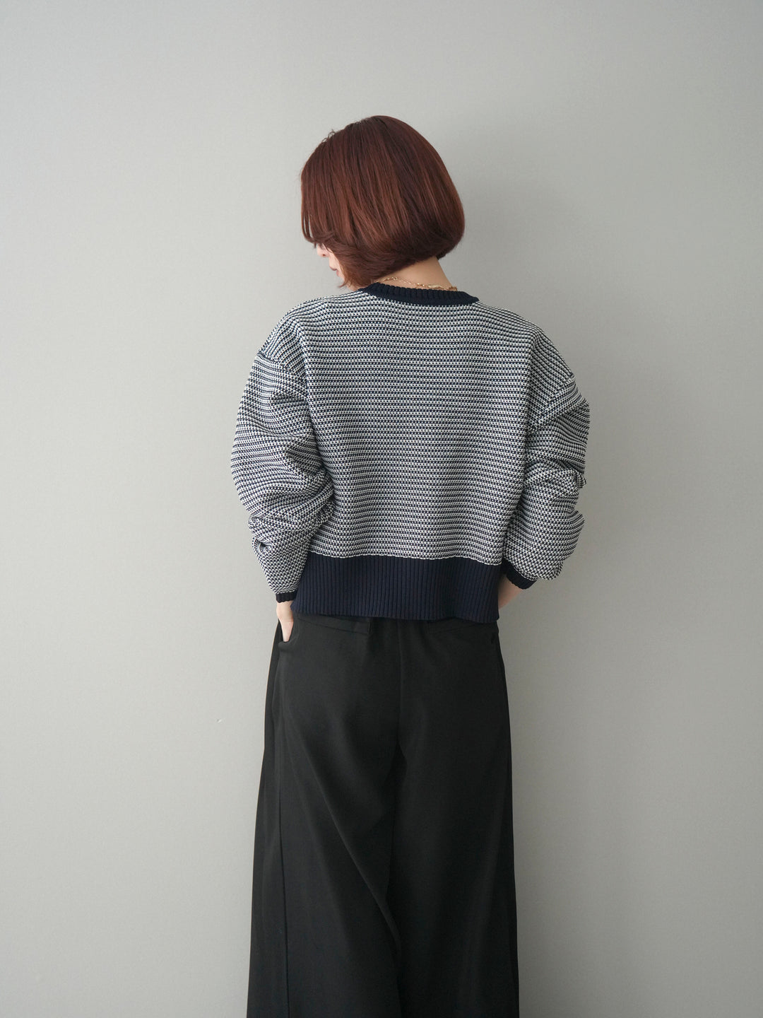[予約]ボーダーダブルZIPカーディガン/navy