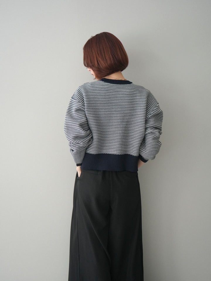 [予約]ボーダーダブルZIPカーディガン/navy
