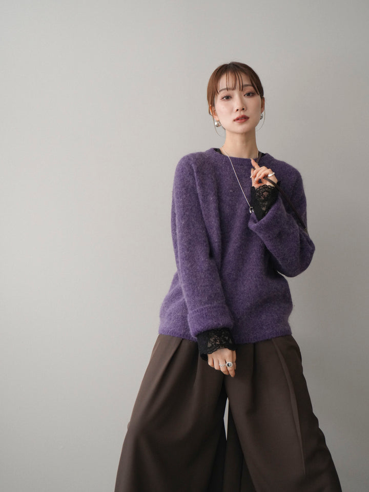 [予約]アンゴラタッチクルーネックニットプルオーバー/purple