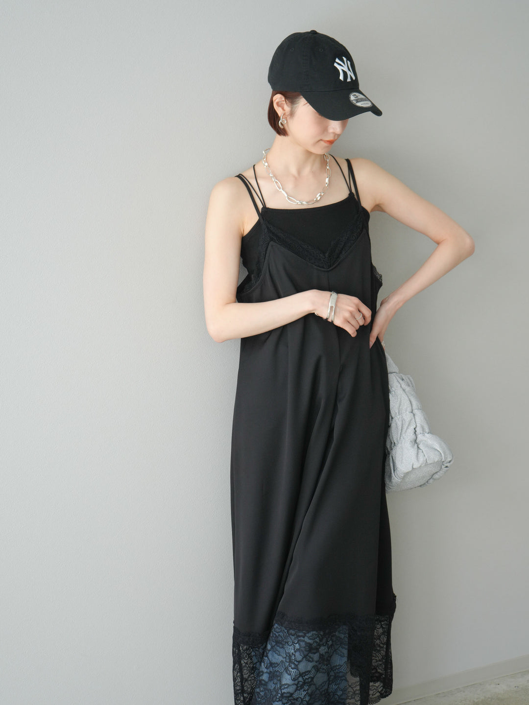 【預購】蕾絲疊層吊帶裙/黑色