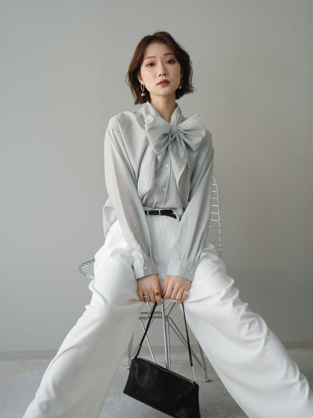 [SET]シアーボウタイブラウス+シアーボウタイブラウス(2set)