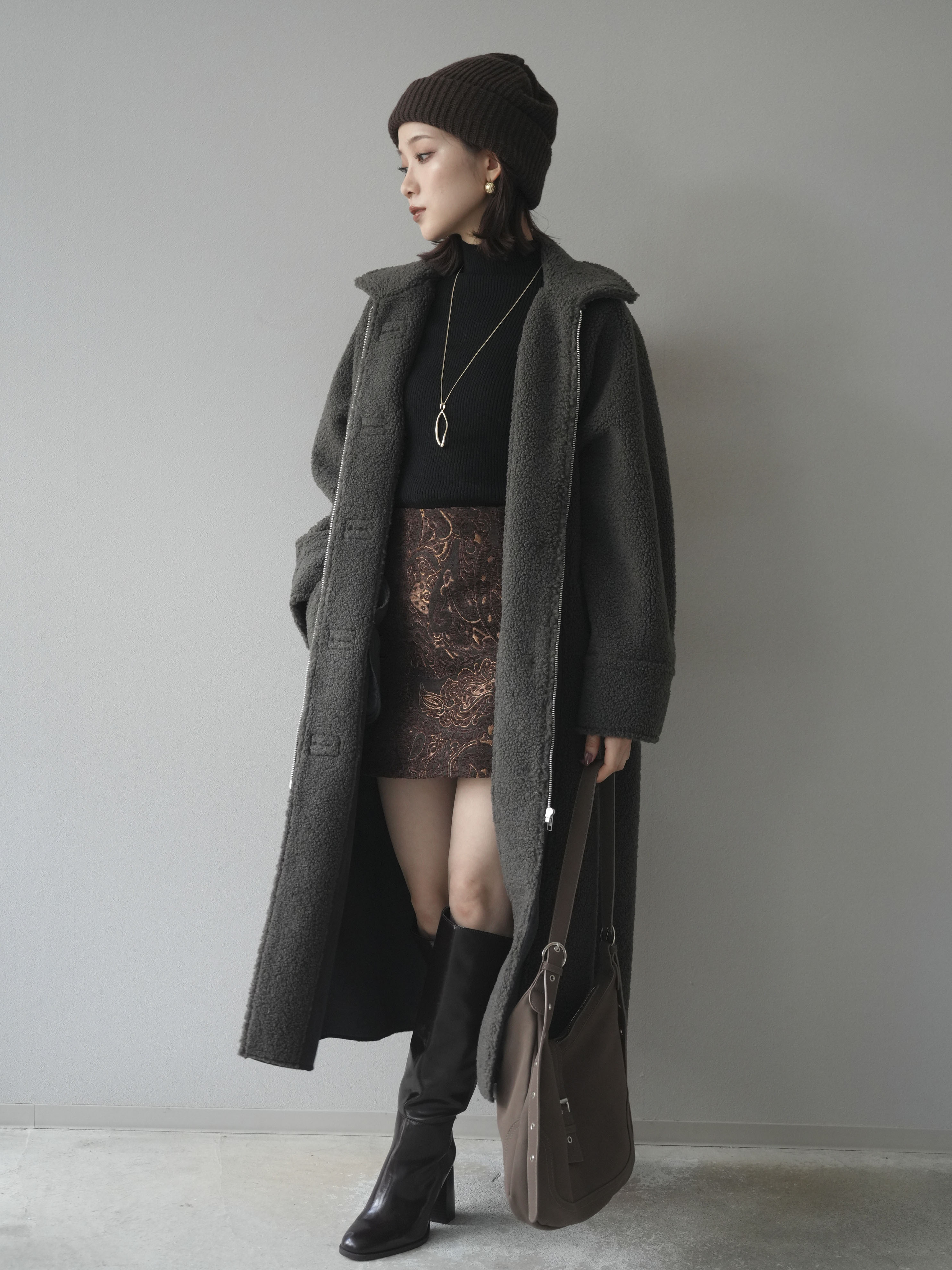 【超レア古着】ムートンロングコート 予約]ボアxムートンロングコート/charcoal – Lumier