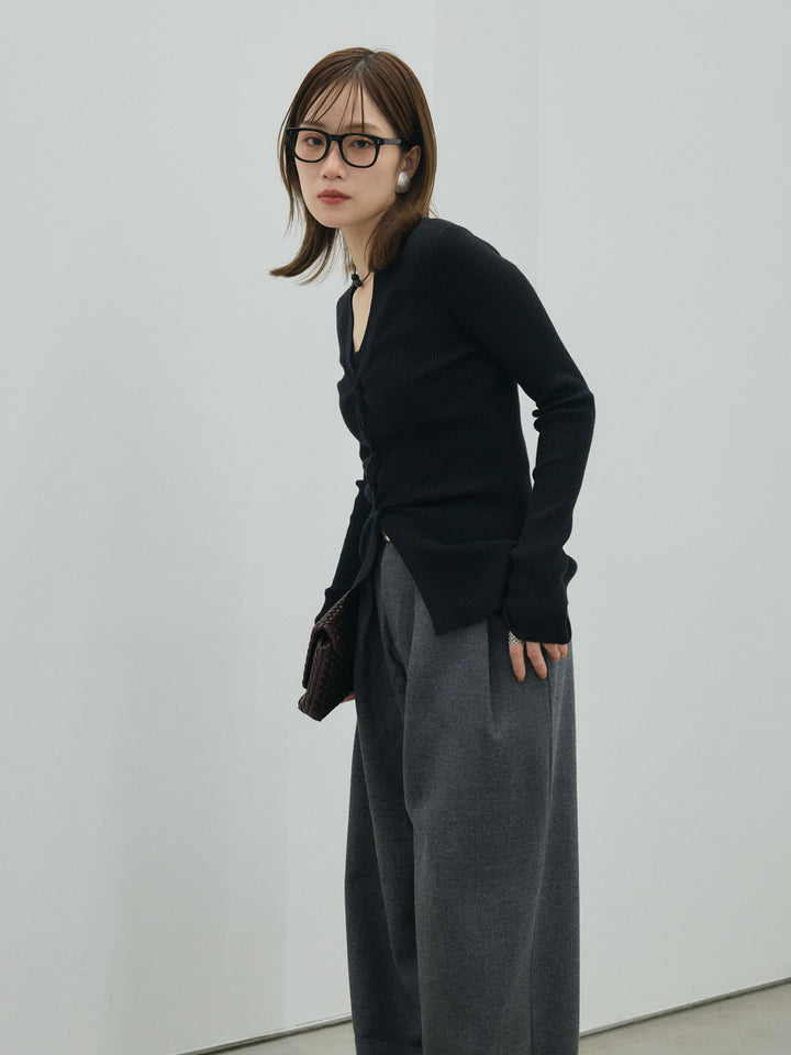 【Allure】[SET]フロントツイストリブニットトップス+フロントツイストリブニットトップス(2set)