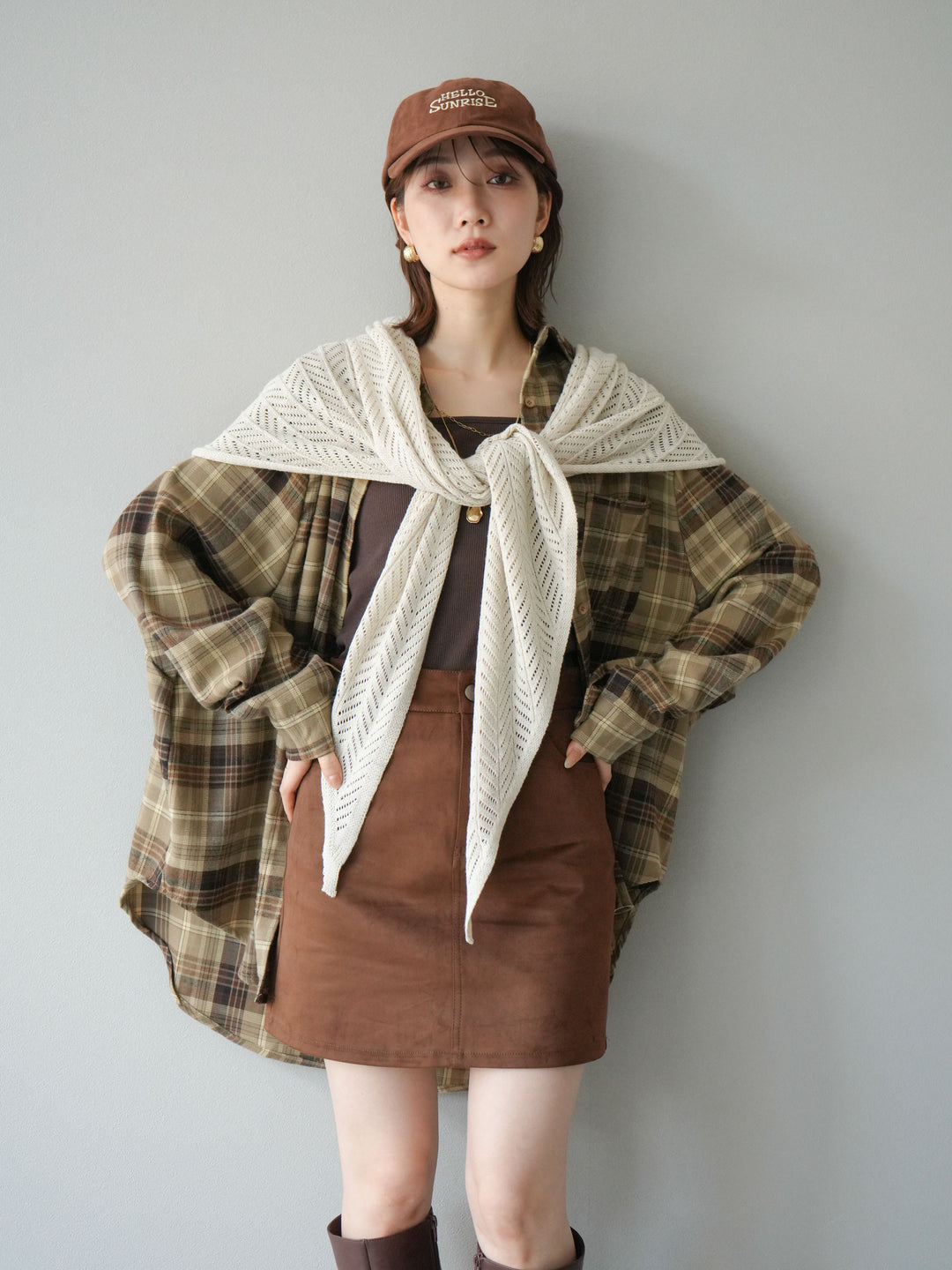 [予約]起毛チェックオーバーシャツ/ベージュ