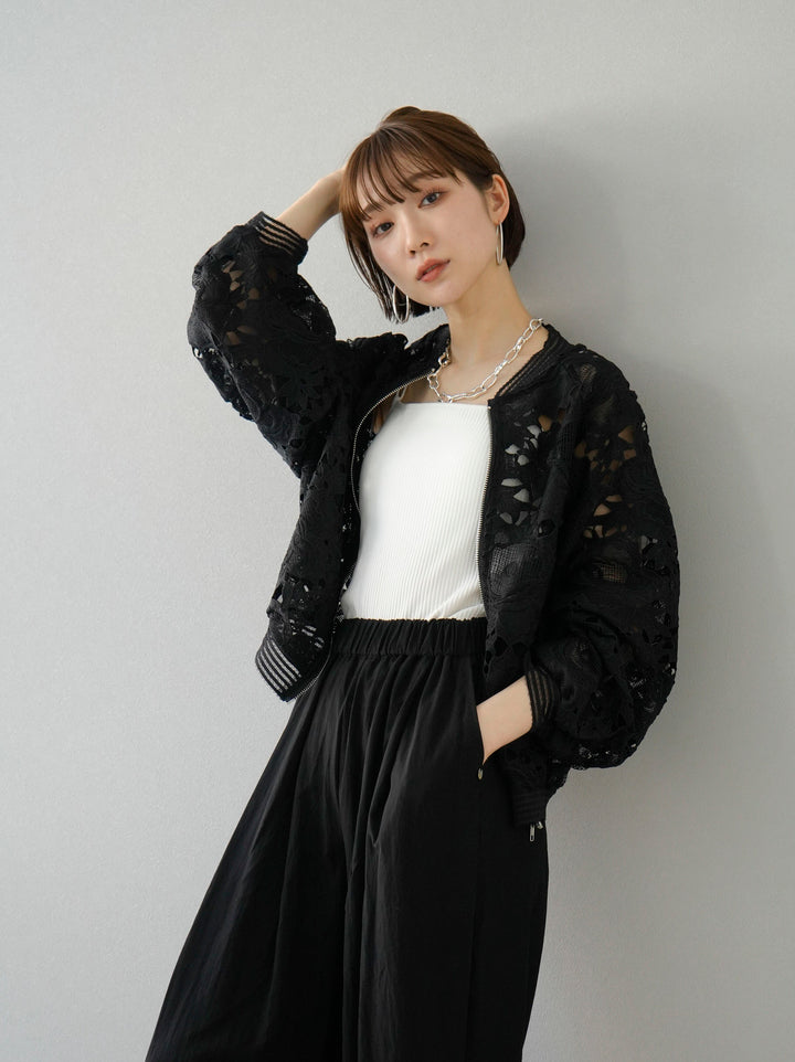 [SET] Full lace blouson + different material lace switching blouson (2 sets)