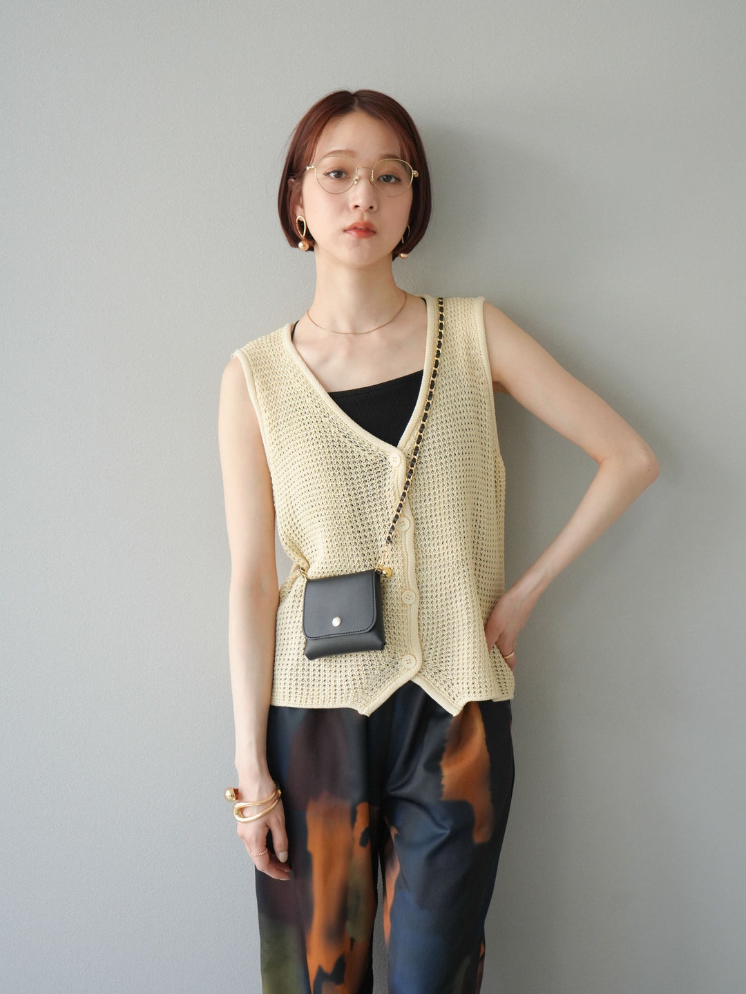 【預購】華夫格針織背心/黃色