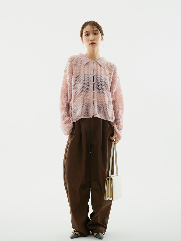 【Allure】[SET]起毛片畦編みシアーポロニット+起毛片畦編みシアーポロニット(2set)