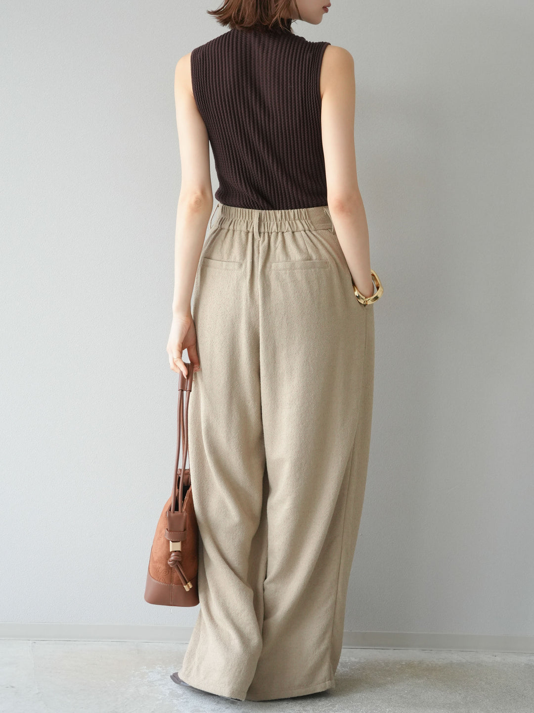 [予約]ネップワイドパンツ/ベージュ