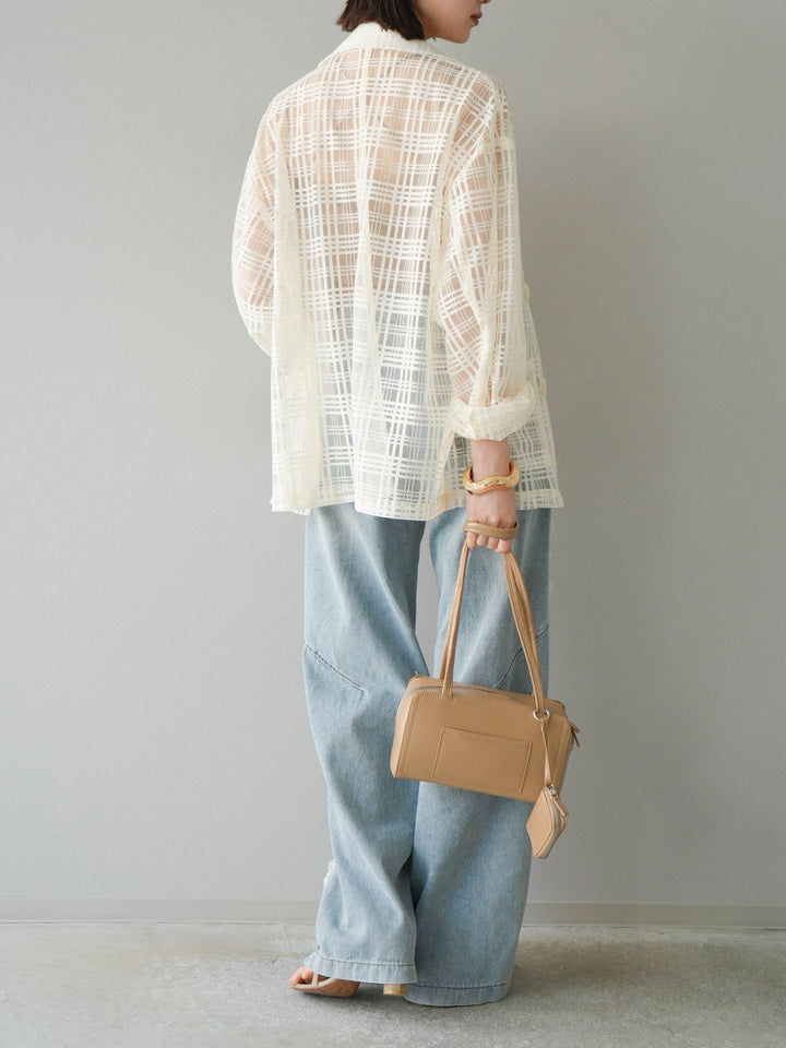 【預購】Line蕾絲牛仔褲/淺藍