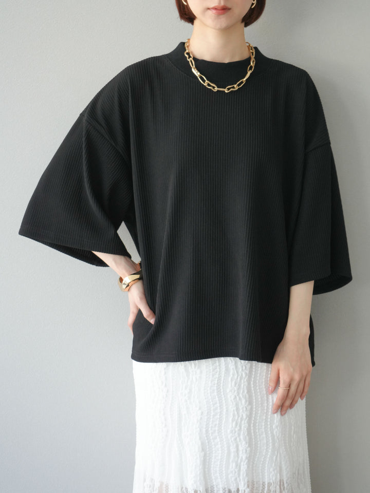 [預訂] 立領羅紋套頭衫/黑色