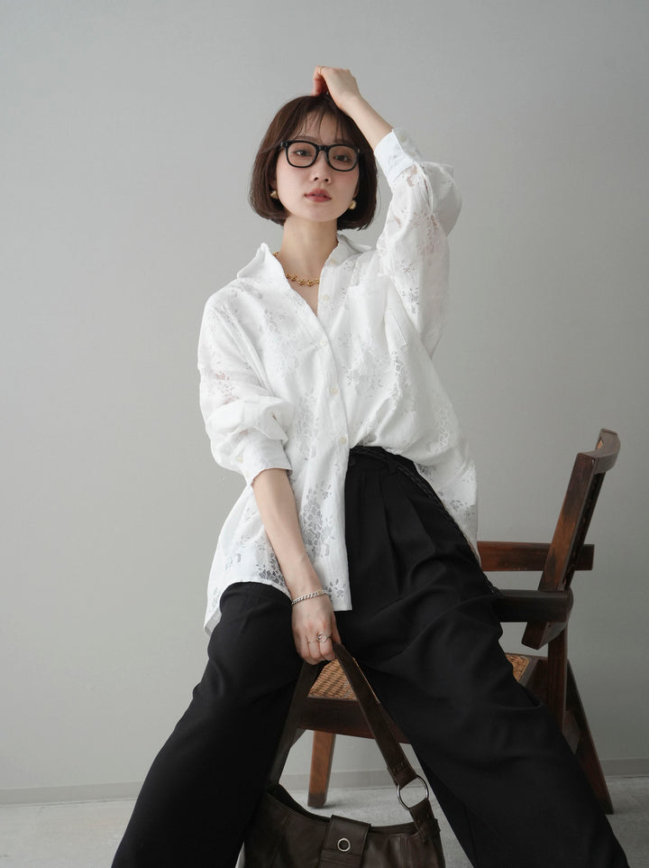 [SET]ジャガードレースオーバーシャツ+選べるアクセセット(2set)