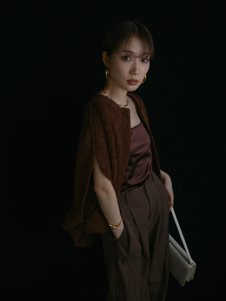 【Allure】[SET]ウール混コクーンブルゾン+タフタワイドカーブパンツ(2set)