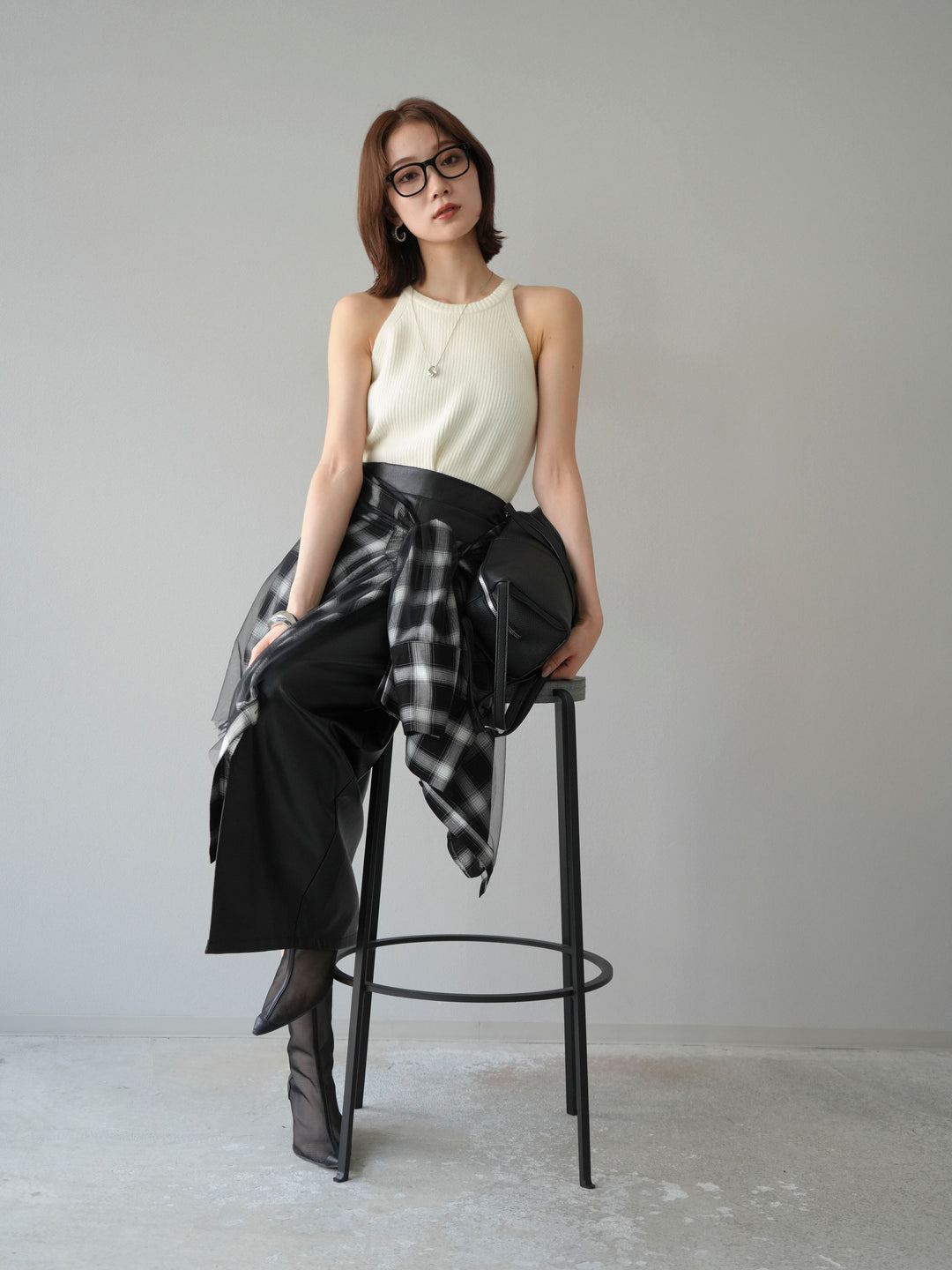 [予約]リブニットアメスリタンクトップ/オフ