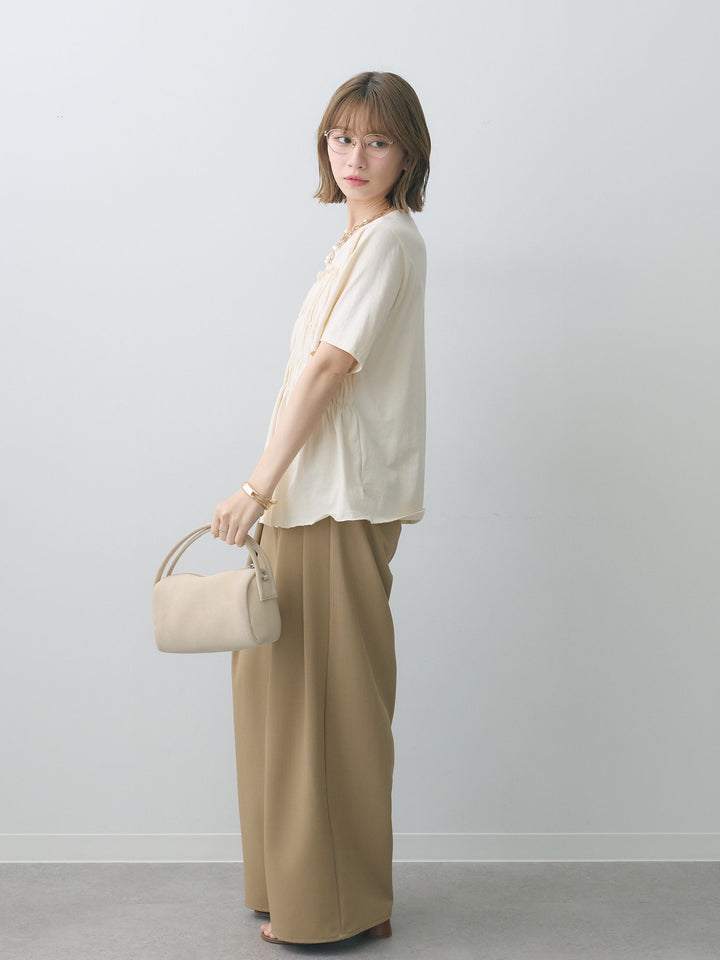 [SET]クールタッチシャーリングTEE+クレープデシンタックワイドパンツ(2set)