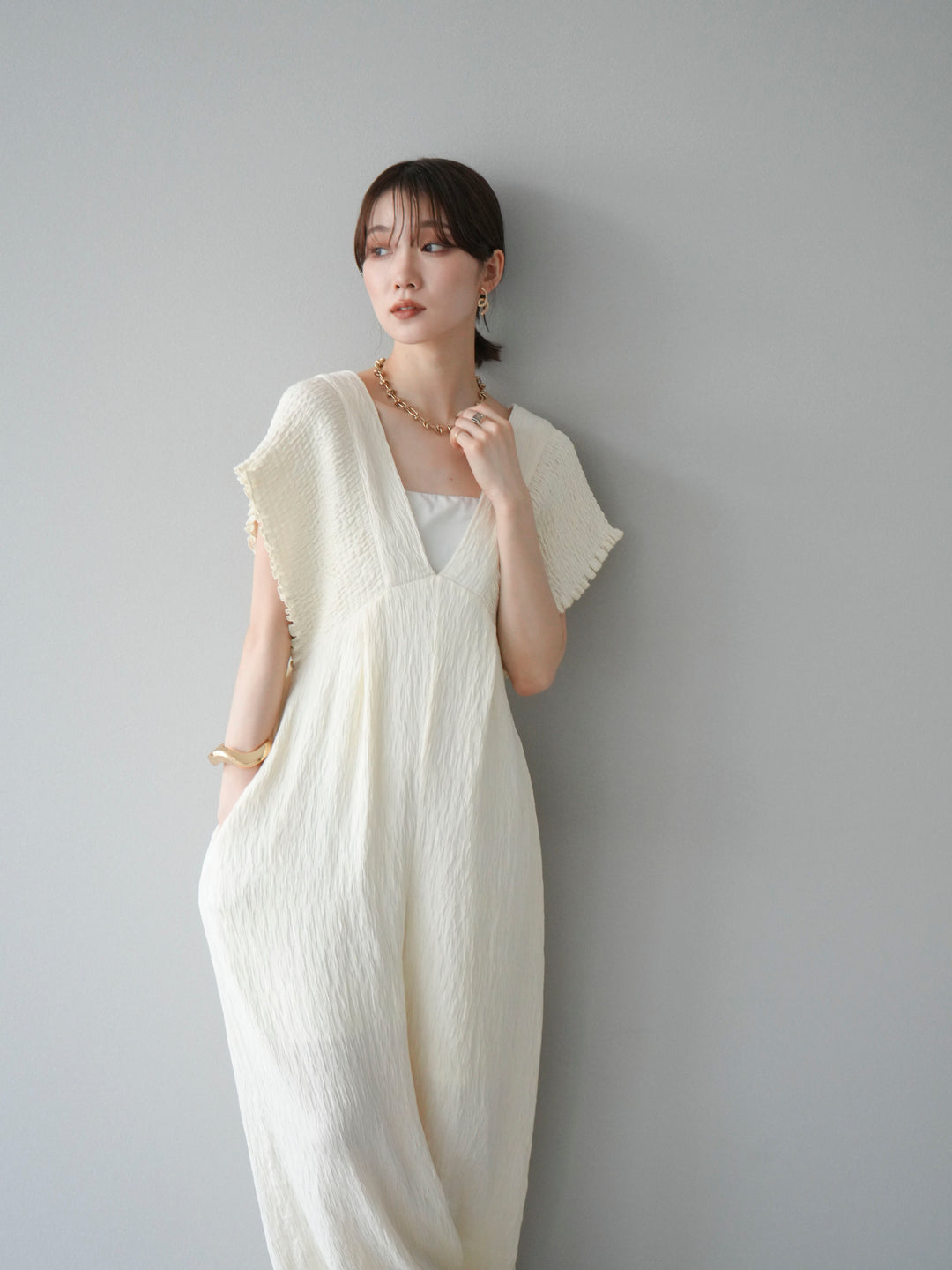 [SET]楊柳シャーリングサロペット+楊柳シャーリングサロペット(2set)