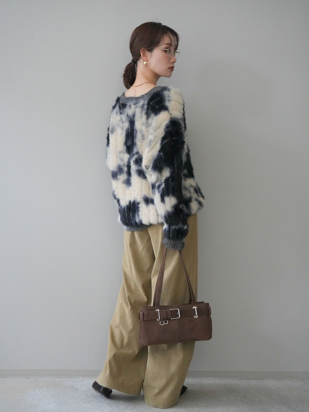 [予約]コーデュロイ巻きベルト付きパンツ/beige