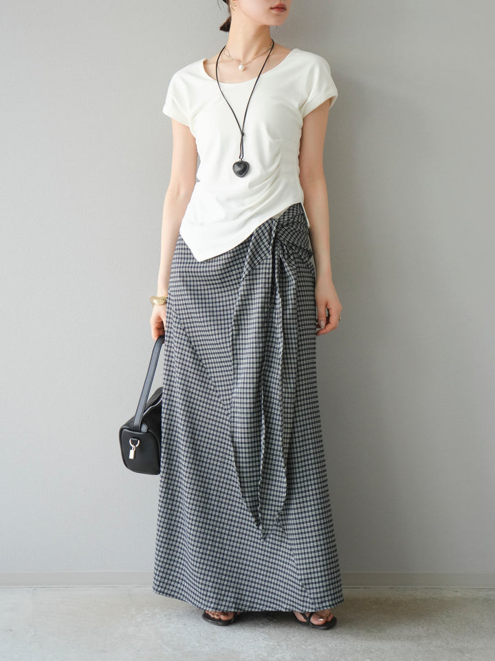 [予約]サイド巻きツイルスカート/チェック