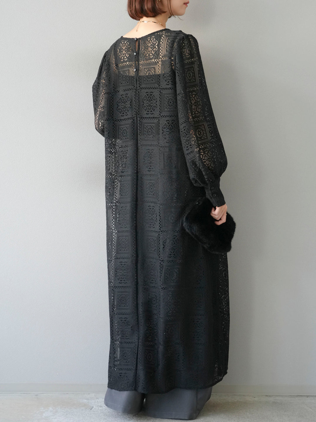 【預購】皮帶環設計寬褲/灰色