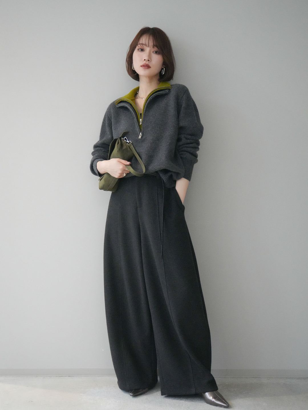 [予約]ウールタッチカーブパンツ/darkgray