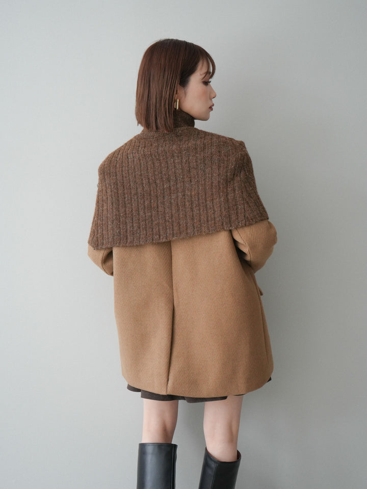 [SET]ケープ付ノーカラージャケット+ベルト付きタックミニスカート(2set)