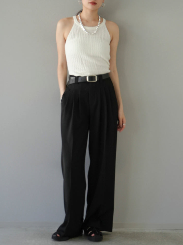 [Pre-order] 3-pleat wide pants/black