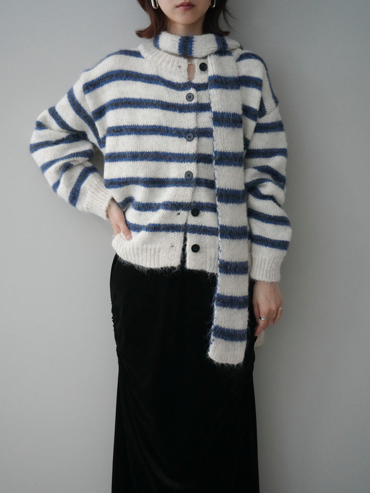 [SET]ボウタイ付きボーダーニットプルオーバー+選べるアクセセット(2set)