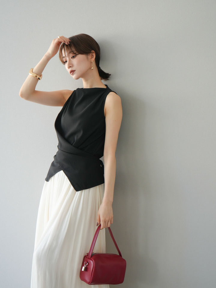 [SET]ノースリーブトップス＆シャイニーフレアスカートSET UP/(2set)