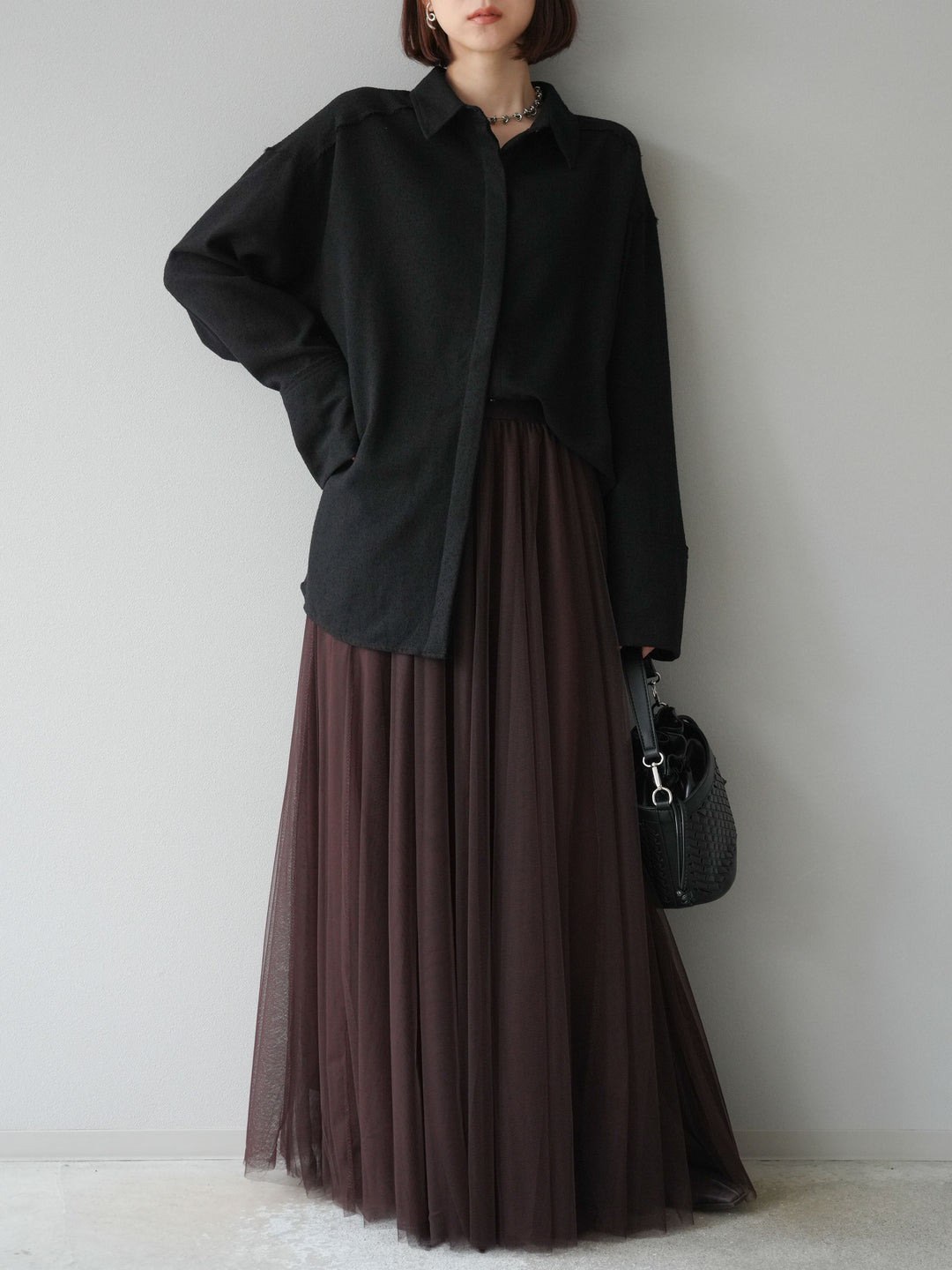 [予約]チュールボリュームスカート/ブラウン