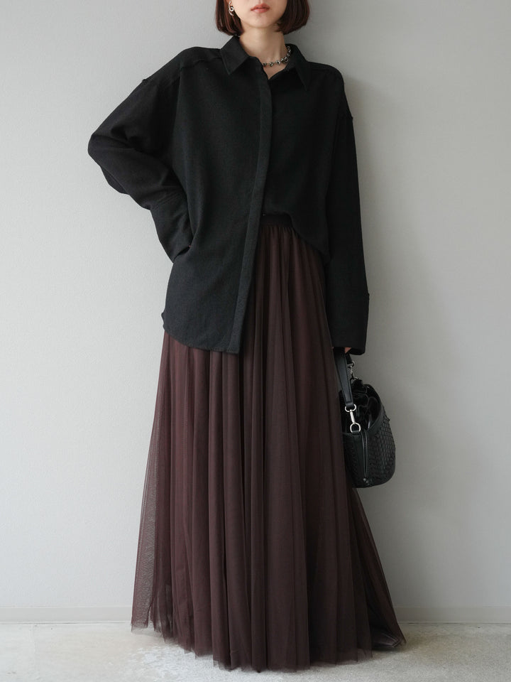 [予約]チュールボリュームスカート/ブラウン