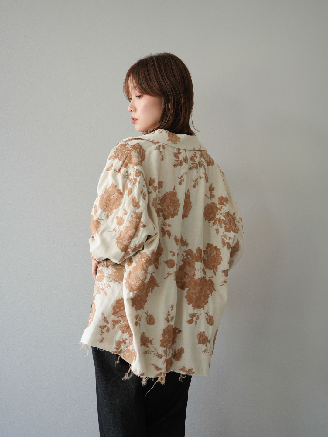 [予約]ジャガードカットオフジャケット/ベージュ