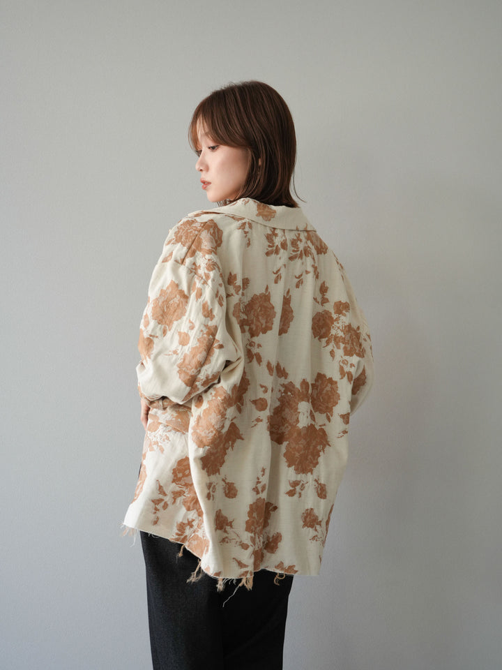 [予約]ジャガードカットオフジャケット/ベージュ