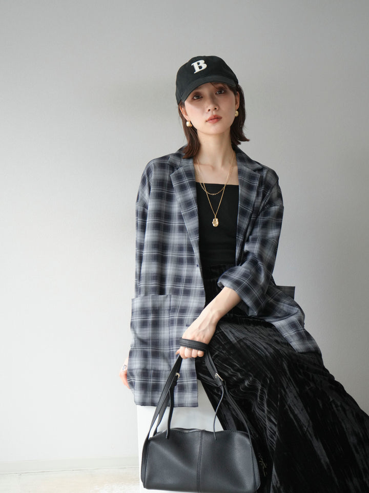 [予約]チェックシャツジャケット/ネイビー