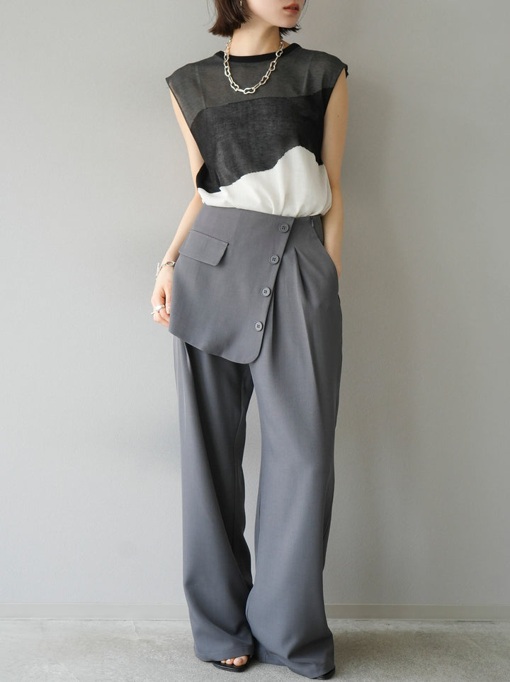 [Pre-order] Front flap slacks pants/gray