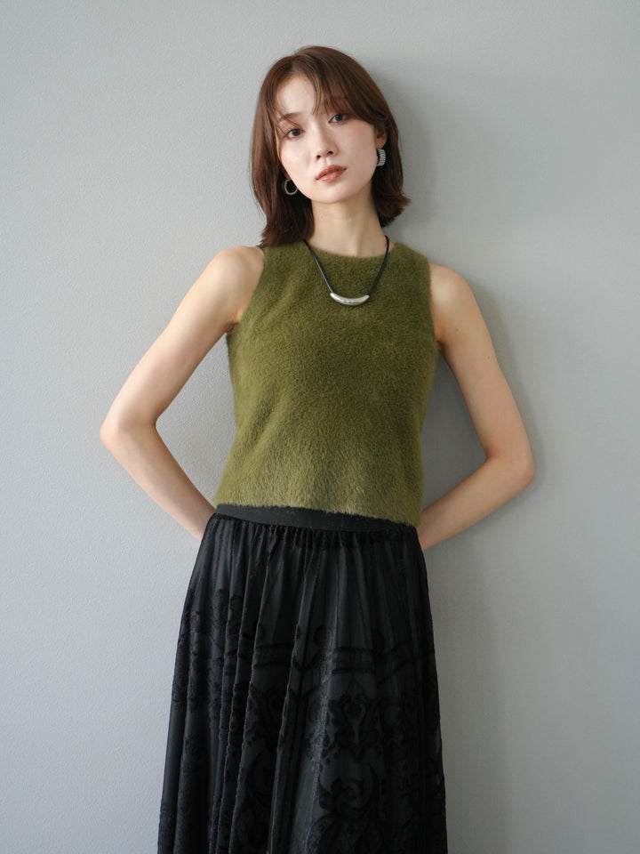 [予約]シャギーニットタンクトップ/カーキ