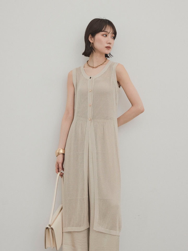 [套裝] 什錦紐扣針織長背心 + 什錦紐扣針織長背心 (2套)