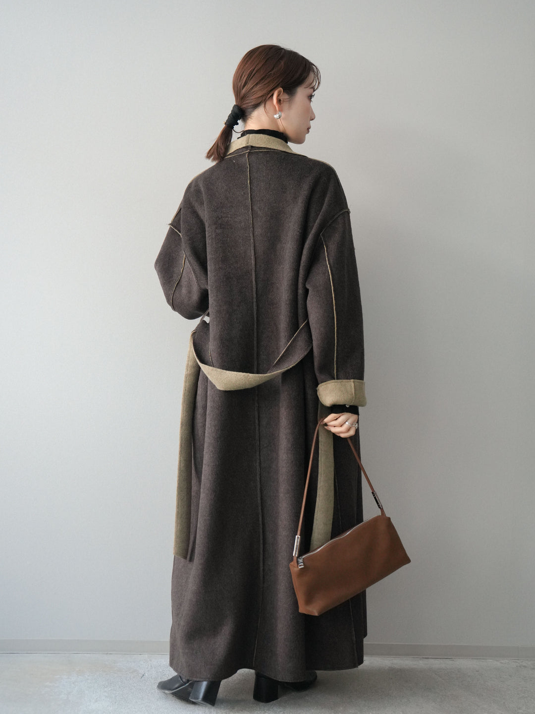 [SET]ベルト付ウールタッチミディアムパンツ+ベルト付ウールタッチミディアムパンツ(2set)