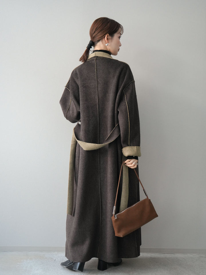 [SET]ベルト付ウールタッチミディアムパンツ+ベルト付ウールタッチミディアムパンツ(2set)