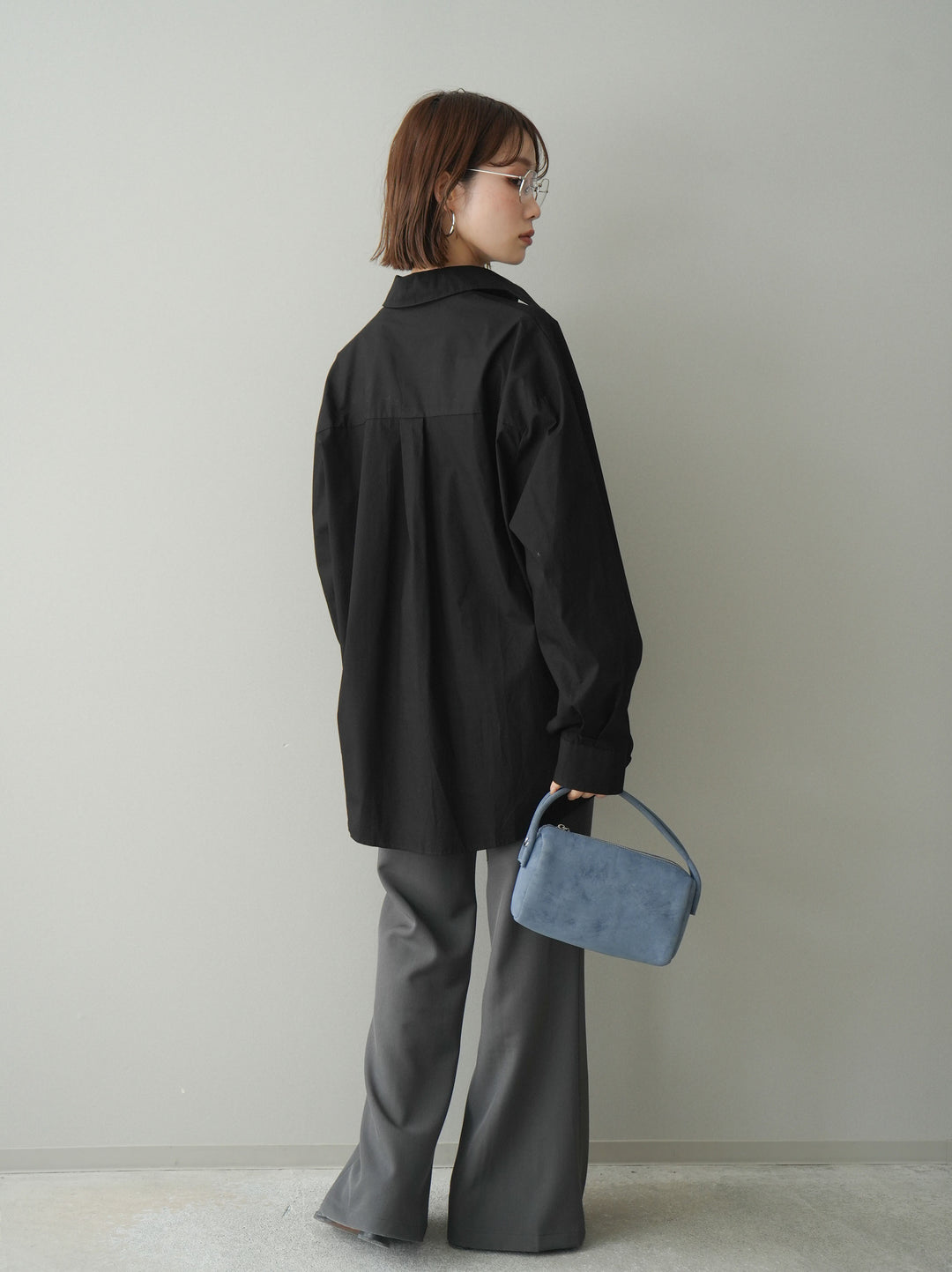 [SET]レースアップブロードシャツ+センターシームフレアパンツ(2set)