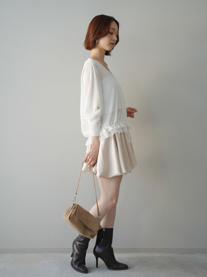 [予約]サテンバルーンミニスカート/ivory