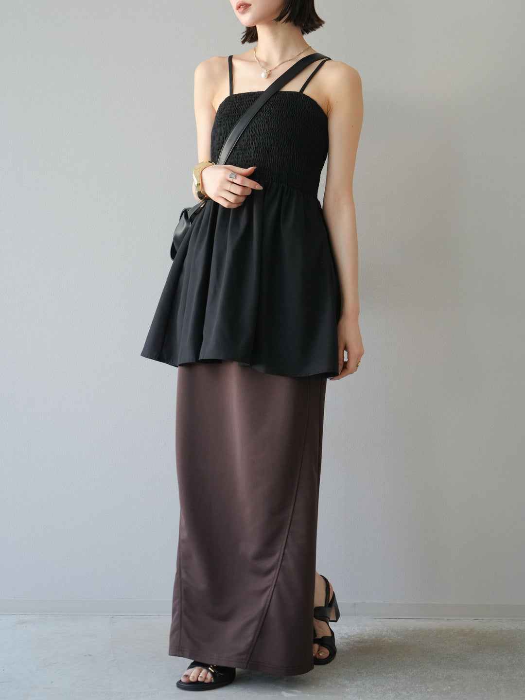 [予約]スウェットロングスカート/ブラウン